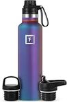 IRON °FLASK Sports Water Bottle - 24 Oz - 3 Lids (Narrow Spout Lid) Leak Proof, Durable Vacuum Insulated Stainless Steel - Hot & Cold Double Walled Insulated Thermos - Mothers Day Gifts