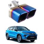 Oshotto Stainless Steel SS-010-BLUE Car Exhaust Dual Pipe Muffler Silencer Cover Compatible with Toyota Urban Cruiser Hyryder - Multicolor