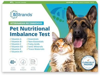 5Strands Pet Nutrition Deficiency Test, 44 Vitamins and Minerals Tested, at Home Dog or Cat Hair Sample Collection Kit, Results in 7 Days, Works for All Ages and Breeds