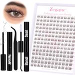 Natural Lash Clusters Kit Wispy Eyelash Extension Kit CC Curl Individual Lash Extension Kit with Lash Bond and Seal 168pcs by Zegaine