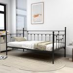 alazyhome Twin Size Metal Daybed Guest Bed Frame for Living Room Bedroom Steel Slat Support No Box Spring Needed Space Saving Black