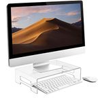 Sorbus Acrylic Monitor Stand - 12 x 8 x 3 - Clear Laptop Riser with Carry Handles - Use as Desktop Monitor Stand, Computer Desk Tray, Bed Tray, or Food Display Riser