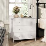 BOLUO White Nightstand with Fabric Drawers, Large Night Stand 3 Drawer Dresser for Bedroom, Closet, Girls Modern