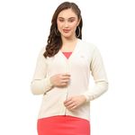 Monte Carlo Off White Solid V Neck Cardigan (1230728VN-101-40)