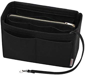 ZTUJO Purse Organizer Insert, Felt Bag Organizer with Metal Zipper, Handbag & Tote Shaper, For Speedy Neverfull Tote, 7 Sizes(Medium, Black)