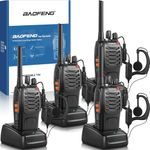 Long Range Walkie Talkies For Adults - 4 Pack of Professional Rechargeable 2-Way Radios 16 Channels with LED Light, Original Earpieces, and VOX Functionality