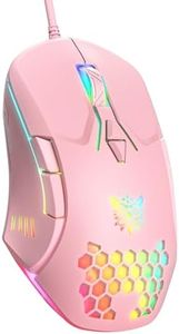 Wired PC Gaming Mouse: High Precision Sensor,RGB Backlit, Adjustable DPI, 7 Buttons Programmable,Ergonomic mice for Office & Gaming on Windows/Mac/Linux/Chrome- Pink