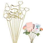 40 Pcs Metal Wire Floral Place Card Holder,13.4Inch Metal Wire Photo Memo Holder,4 Style Metal Floral Place Card Holder for Business Card DIY Handmade Decoration (Gold)