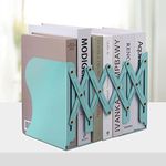 Adjustable Bookends, Metal Book Ends for Shelves Heavy Book, Desk Magazine File Organizer for Home, Office, Books, Papers, Extends up to 19 inches (Light Green)