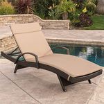 LOCCUS Outdoor Wicker Rattan Sunlounger Recliner with All Weather Furniture Side Table for Garden, Pool, Beach, Terrace, Balcony, Deck (Dark Brown & Cream)