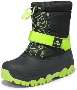 NORTIV 8 Kids Snow Winter Boots Boys,Black/Green,10 Toddler