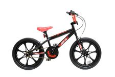 XN BMX 18" 7 Spoke MAG Wheel Freestyle Bike Gyro Stunt Pegs Kids Boys Girls (Black/Red)