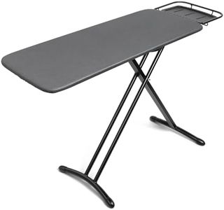 Duwee 18"x46" Ironing Board with Heat Resistant Cover and Thicken Felt Pad,Deluxe Ironing Board with Steam Iron Rest,Adjustable Height Heavy Duty Ironing Board Full Size,Heavy Sturdy Legs,Black