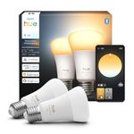 Philips Hue Smart LED A19 Bulb, White Ambiance, E26 Base, 7.2W, Full Spectrum Light 1000K-20000K, 810 Lumens, Dimmable, Works with Alexa, Google Assistant, and Apple Home, 2 Pack