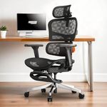 DROGO Premium Ergonomic Full Mesh Office Chair for Work from Home, High Back Computer Chair with Adaptive Lumbar Support & 5D Headrest, 4D Armrest, Footrest & Recline, Desk Mesh Chair for Office/Home