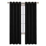 Deconovo Blackout Curtains for Living Room, Room Darkening Curtain Panel for Bedroom, Thermal Insulated Window Curtain, 1 Panel, Black, 52 W x 95 L Inch Long Curtain