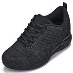 CALTO Men's Invisible Height Increasing Elevator Shoes - Black/Charcoal Grey Ultra Lightweight Sporty Sneakers - 2.6 Inches Taller - Q213 - Size 6.5 UK