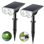 Linkind Solar Motion Sensor Lights, Solar LED Spotlights, Max 650lm IP67 Waterproof Outdoor Garden Lights Wireless Solar Powered Spot Lights for Garden Yard Driveway Walkway, 2 Pack, Cold White