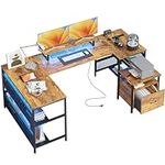 WASAGUN U Shaped Desk with File Dra