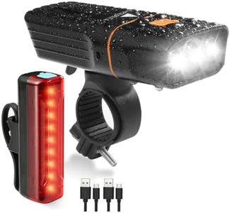 SIMPLE DELTA USB Rechargeable Bike Light Set - 3000mAh Bike Headlight & Taillight with Digital Display, 1000 Lumens, IPX5 Waterproof, 10-Hour Runtime, 5 Rear Modes, Bright LED for Road and Mountain.