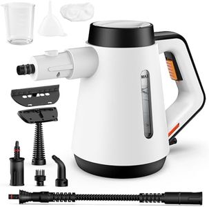 Fippesax Handdampfreiniger, 400 ml Druck-Mehrzweckdampfreiniger mit 9-teiligem Zubehör, chemikalienfreier Dampfreiniger für den Heimgebrauch, Reinigung von Böden, Fliesen, Fenstern, Sofas (Weiß)