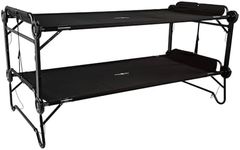 Disc-O-Bed 2XL Outdoor Convertible 2 Person Bench and Double Camping Cot Portable Bed Bunk System for Adults, Black