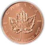 Canada Maple Leaf 1 oz Pure .999 Copper Round Coin in Capsule - COA by Heavenly Metals