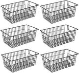 GEDLIRE 15.2" Metal Wire Baskets for Organizing 6 Pack, Household Pantry Storage Freezer Organizer Bins with Handles, Freezer Baskets for Upright Freezer, Refrigerators, Kitchen Cabinets, Black