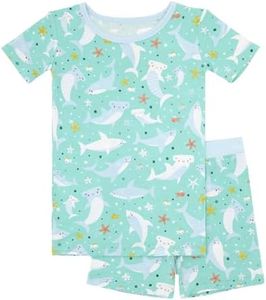 Little Sleepies Pajamas Set w/Short Sleeve Shirt & Shorts, Viscose from Bamboo Toddler Pajamas, Girl & Boys Pajamas for Kids, Shark Soiree, 12-14
