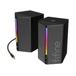 FIFINE Computer Speakers, Desktop PC Speakers with Volume Control, RGB Gaming Speakers Wired with 3.5mm Aux Audio Cable for Laptop Monitor Phone Tablet-AmpliGame A20