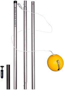 Park & Sun Sports Permanent Outdoor Tetherball Set with Accessories (3-Piece Pole) yellow/silver