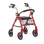 Medline Basic Steel Rollator, 8" Wheels, Red (Model Number: MDS86860ERS8)