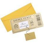 Golden Ticket Scratch-off Cards with Envelopes, Scratch & Reveal Surprise Ticket for Writing Your Own Special for Birthday, Gifts for Girlfriends, Wives, Valentine's Day Cards, Christmas Cards