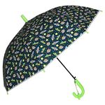 KARBD Umbrella with Whistle for Children Kids Boys Girls Windproof Strong Colourful Cartoon Print Automatic 1 Fold Round Handle Sun Protection Rains Umbrella (Outer Space Green)