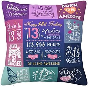 13th Birthday Gifts for Girls, 13 Year Old Girl Gift Ideas, Gifts for 13 Year Old Girl, Birthday Gifts for 13 Year Old Girls, 13 Year Old Girl Birthday Decorations,13th Birthday Pillow Covers 18x18