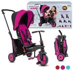smarTrike STR3 Folding Toddler Tricycle with Stroller Certification for 1,2,3 Year Old - 6 in 1 Multi-Stage Trike, Pink