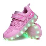 YUNICUS Kids Light Up Shoes Led Flash Sneakers with Spider Upper USB Charge for Boys Girls Toddles Best Gift for Birthday Thanksgiving Christmas Day, Pink/White, 13.5 Little Kid