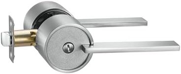 Berlin Modisch Zero Gravity Urban Series Privacy Lever Door Handle Easy to Open Locking Lever Set [for Bedroom or Bathroom] Reversible Heavy Duty – Satin Nickel Finish