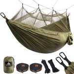 NATUREFUN Travel Bug Net Camping Hammock | 300kg Load Capacity,(275 x 140 cm) Breathable,Quick-drying Parachute Nylon | 2 x Premium Carabiners,4 x Nylon Slings Included | For Outdoor Indoor Garden