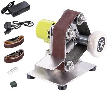 TOPWAY Electric Mini Belt Sander, Multifunctional Belt Polishing Machine, Table Sander with 7 Adjustable Speeds & 20 Pieces 330 x 30 mm Bands and Cloth Polishing Disc