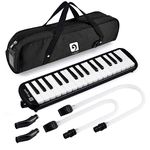 Vangoa Black 32 Key Portable Melodica With Melodica Stickers, 2 Mouthpieces, Carrying Bag for Music Lovers Beginners