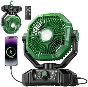 Besecou 20000mAh Rechargeable Portable Fan for Home with LED Emergency Light, 8 High Speeds Wind Battery Table Fan Rechargeable Big Size with Remote Control,Kitchen Fans for Cooking Green