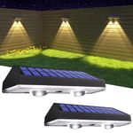 HAMLITE Solar Fence Lights Outdoor Garden,Solar Wall Lights Outdoor Waterproof,Solar Powered Garden Fence Lights 3 Color Modes for Deck Patio Decking Gate Yard Decoration 2-Pack