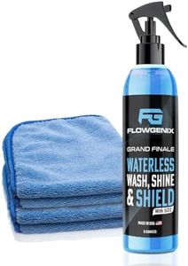 Flowgenix™ Waterless Car Wash Spray - Grand Finale - Motorcycle Cleaner & Car Wax Spray Polish (8 oz) - Ceramic Coating - Incl. 2 Microfiber Towels - Quick Detailer Spray to Make Your Vehicle Shine