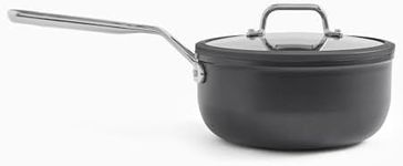 Misen Nonstick Saucier Pan with Lid - 3 QT Pasta Pot, Sauce Pan, Stay Cool Handles, Induction Ready, Non-toxic Coating - Black Elegance for Gourmet Sauces - Perfect for Culinary Creativity & Precision