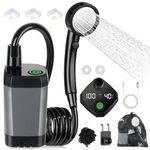 Portable Shower for Camping, [Long-Lasting] Spopal 6000mAh Rechargeable Camping Shower with Intelligent LED Display, 4 Spray Modes, IPX7 Waterproof Outdoor Shower Kit for Hiking, Travel, Car, Pet