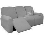 Easy-Going 100% Dual Waterproof Recliner Sofa Cover, 8-Pieces Stretch Relining Couch Cover with Pocket, Jacquard 3 Seat Sofa Slipcover Leakproof Washable (Sofa, Light Gray)