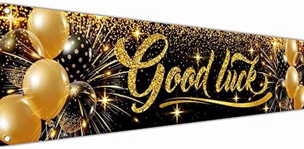 Good Luck banner and decoration - We Will Miss You banner - Sorry Your Leaving decorations - 180 x 40cm (Black and Gold)