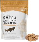 Chew + Heal Labs Omega Salmon Jerky Dog Treats - 5 oz of Soft Wild Caught Alaskan Salmon Jerky for Skin and Coat with Flaxseed, Oat Flour, and More - Made in The USA