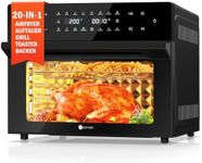 LLIVEKIT 30L Air Fryer Oven XXL with Rotisserie, Mini Oven with 20 Programs, 9 Accessories, LED Touchscreen, Stainless Steel Liner, Double-layered Glass Door, Recipe Book